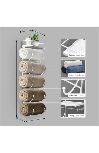Sorbus Wall Mounted Towel Rack With Shelf In White