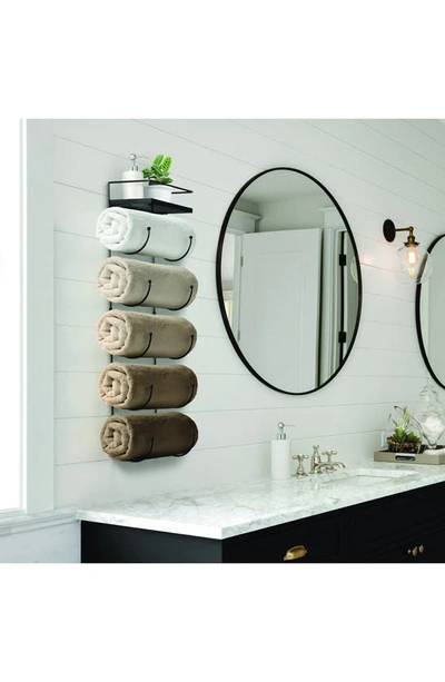 Sorbus Wall Mounted Towel Rack With Shelf In Black