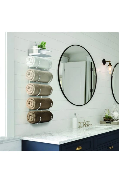 Sorbus Wall Mounted Towel Rack With Shelf In White