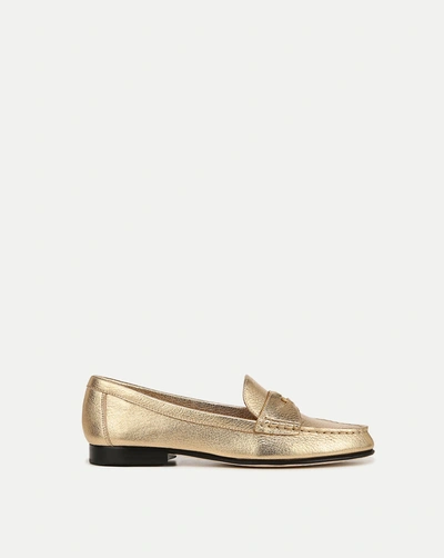 Shop Veronica Beard Penny Metallic Leather Loafer In Gold