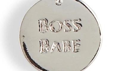 Shop Ajoa Boss Babe Pendant Necklace In Rhodium