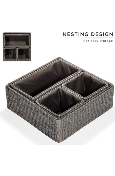 Sorbus Set Of 4 Woven Rope Storage Baskets In Grey
