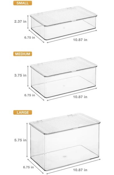Sorbus Set Of 3 Hinged Lid Storage Bins In Clear