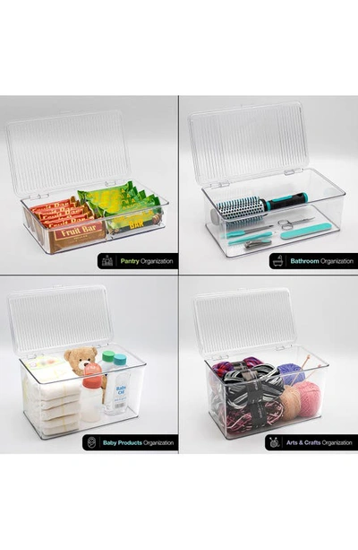 Sorbus Set Of 3 Hinged Lid Storage Bins In Clear