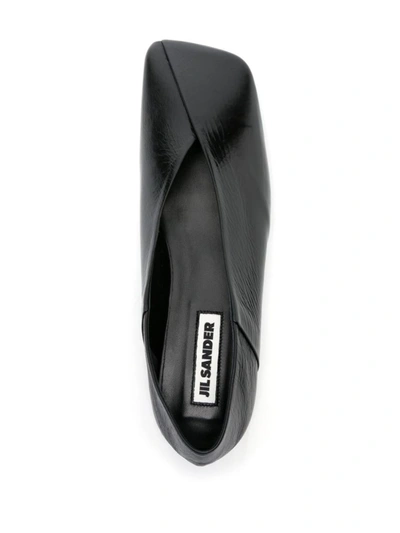 Shop Jil Sander Leather Ballet Flats In Black