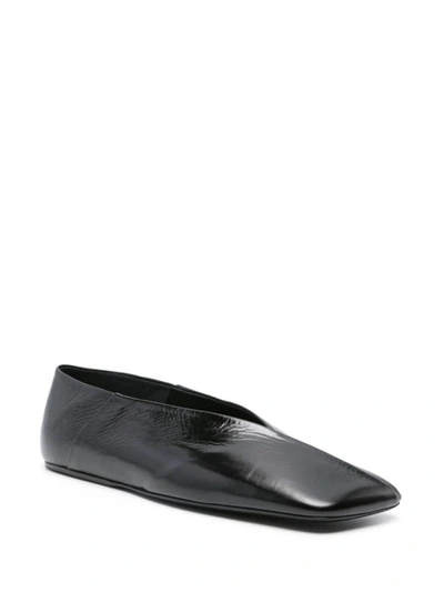 Shop Jil Sander Leather Ballet Flats In Black