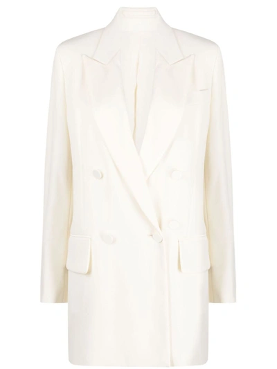 Shop Max Mara Pianoforte Wool Blazer Jacket In White