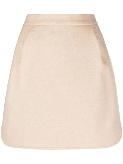 Shop Max Mara Wool Mini Skirt In Beige