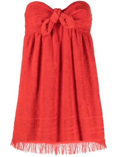 Shop Zimmermann Logo Toweling Mini Dress In Red