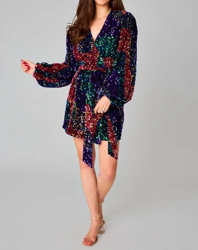 Shop Buddylove Adeline Sequin Wrap Dress In Party In Multi