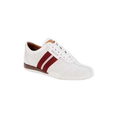 Bally Leather Sneakers With Contrasting Stripes And Perforated Toe In White