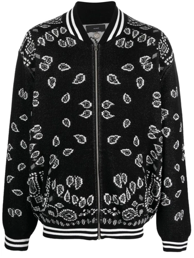 Shop Alanui Bandana Piquet Cotton Bomber Jacket In Black