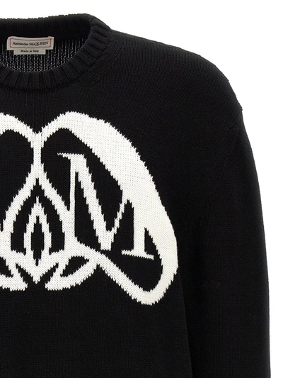 Shop Alexander Mcqueen 'logo Seal' Sweater In White/black