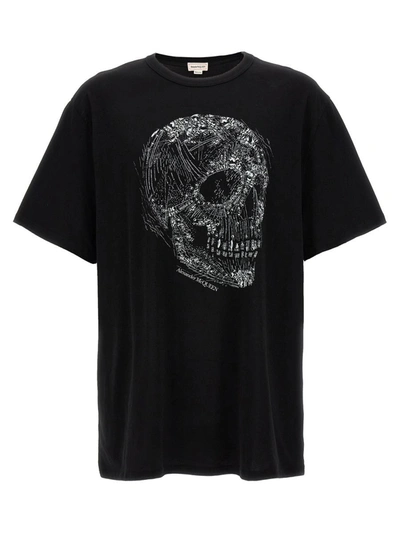 Shop Alexander Mcqueen 'skull' T-shirt In White/black