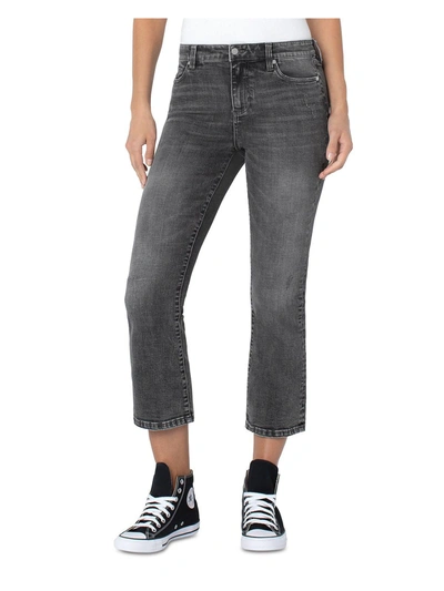 Shop Liverpool Los Angeles Hannah Womens Denim High Rise Flare Jeans In Grey