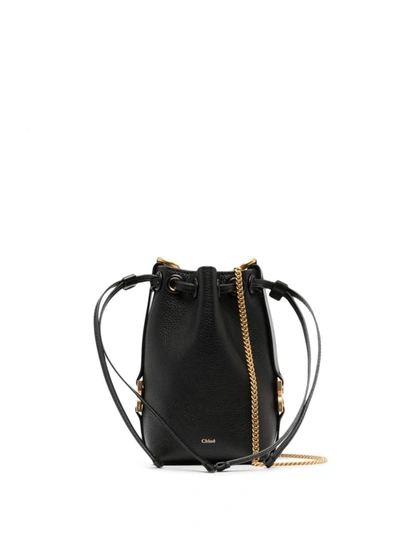 Shop Chloé Marcie Small Leather Bucket Bag In Black