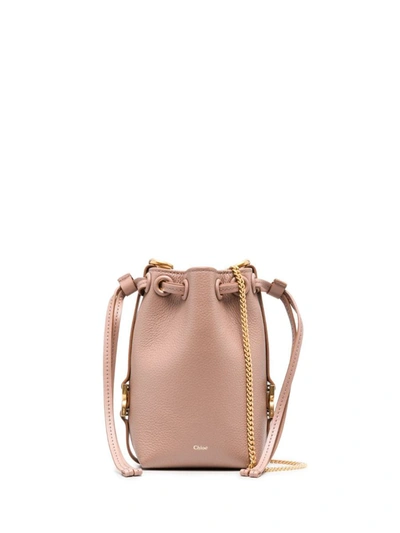 Shop Chloé Marcie Small Leather Bucket Bag In Pink