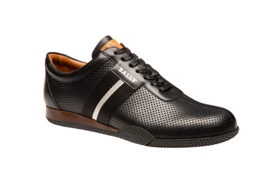 Bally Frenz Men's 6230483 Black Perforated Leather Sneakers In Black