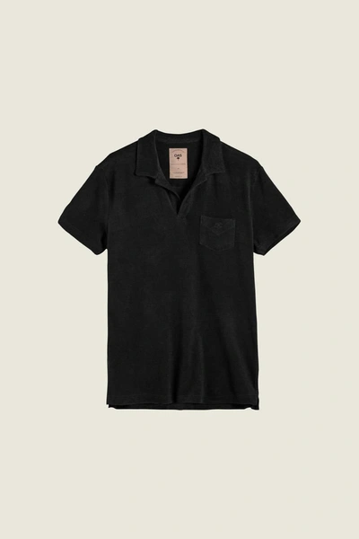 Shop Oas Black Polo Terry Shirt