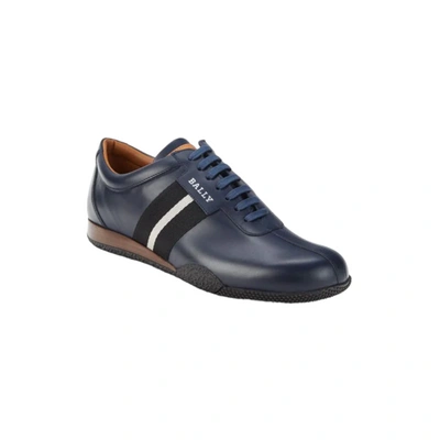 Shop Bally Frenz Men's 6230487 Ink Leather Sneakers In Blue