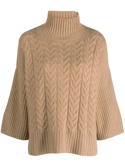Shop Max Mara Cashmere Turtle-neck Sweater In Camel