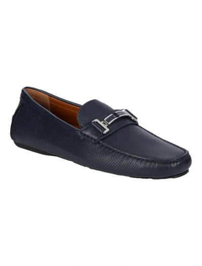Shop Bally Drulio Men's 6211257 Navy Leather Loafer Shoes In Blue