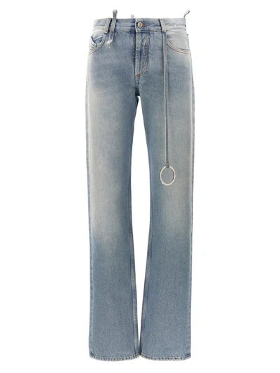 Shop Attico The  Belted Jeans In Blue