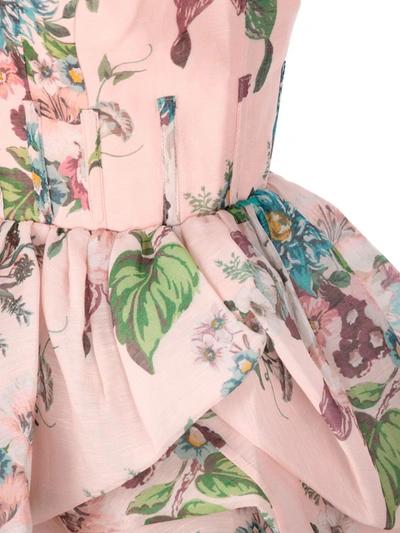Shop Zimmermann Dresses In Pink Barkcloth Print