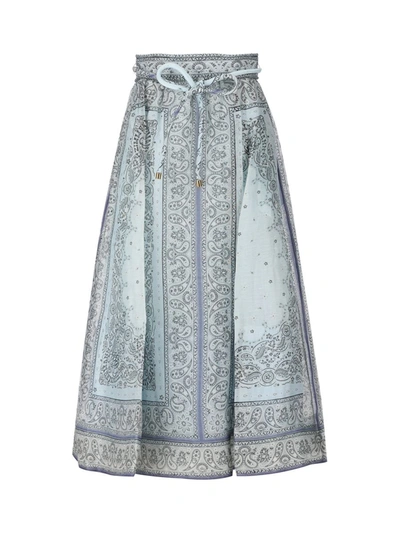 Shop Zimmermann Skirts In Blue Barkcloth Print