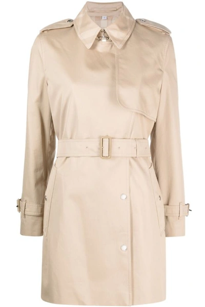 Shop Burberry Belted Short Trench Coat In Beige