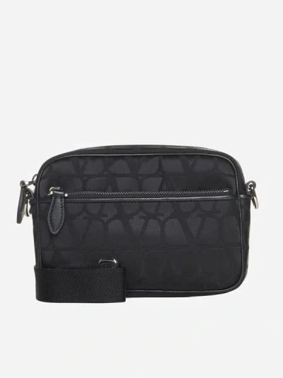 Shop Valentino Toile Iconographe Fabric Crossbody Bag In Black
