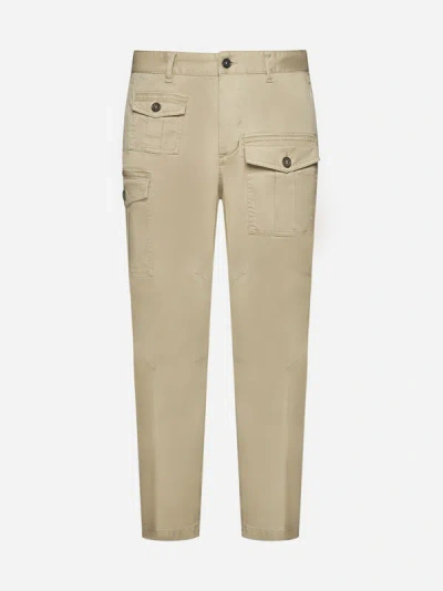 Shop Dsquared2 Sexy Cotton Cargo Trousers In Stone
