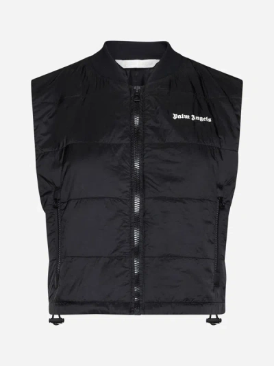 Shop Palm Angels Quilted Nylon Down Vest In Black