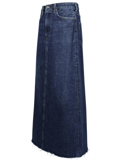 Shop Agolde 'hilla' Blue Organic Cotton Skirt