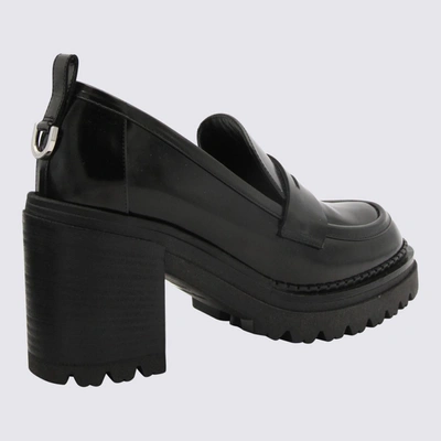 Shop Sergio Rossi Black Leather Heel Loafers