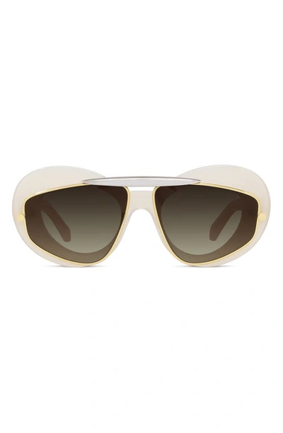 Shop Loewe Double Frame 47mm Small Cat Eye Sunglasses In Ivory / Gradient Brown