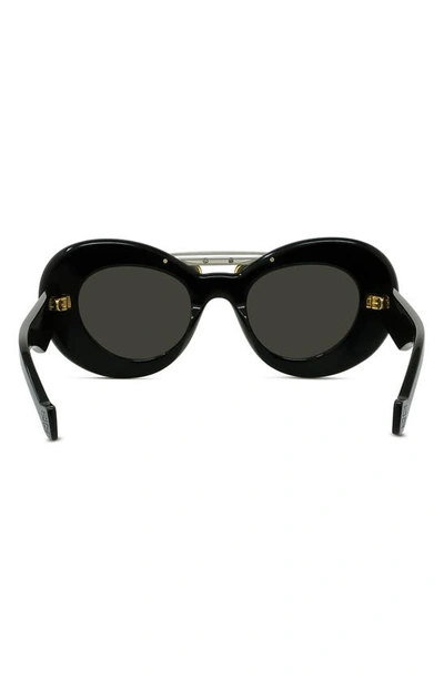 Shop Loewe Double Frame 47mm Small Cat Eye Sunglasses In Shiny Black / Smoke