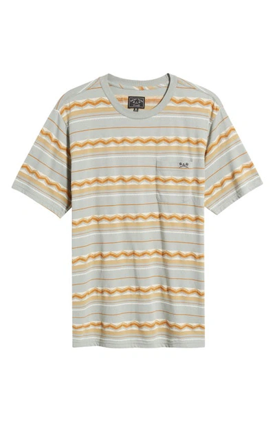 Shop Dark Seas Rosswood Jacquard Stripe Cotton Pocket T-shirt In Iron