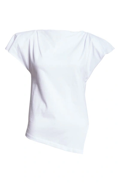 Shop Isabel Marant Sebani Gathered Shoulder Cotton T-shirt In White