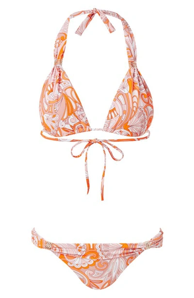 Shop Melissa Odabash Grenada Print Bikini Bottoms In Mirage Orange