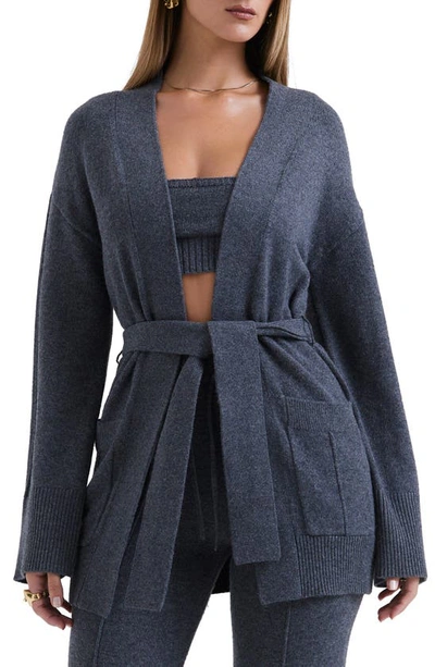 House Of Cb Alaia Wrap Cardigan In Grey Melange