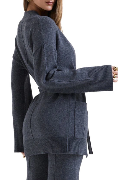 House Of Cb Alaia Wrap Cardigan In Grey Melange