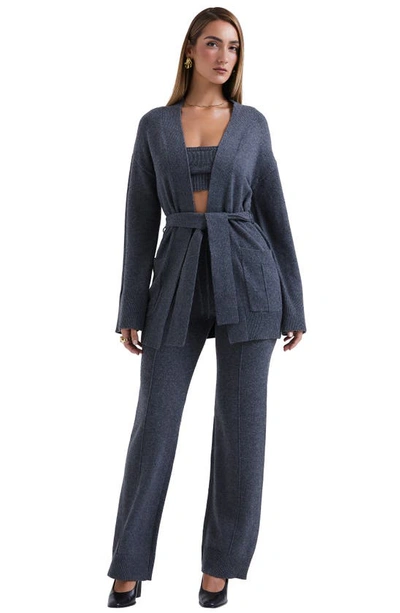 Shop House Of Cb Alaia Wrap Cardigan In Grey Melange