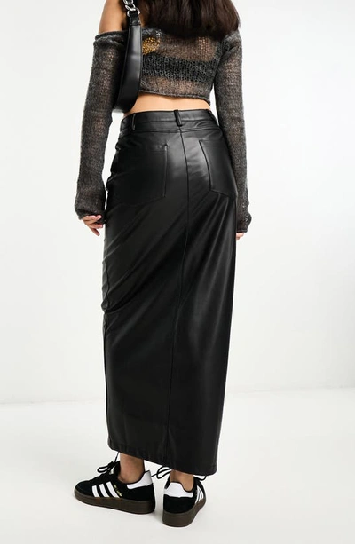 Shop Asos Design Faux Leather Maxi Skirt In Black