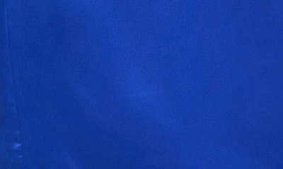 Shop Asos Design Belted Long Sleeve Satin Maxi Dress In Mid Blue