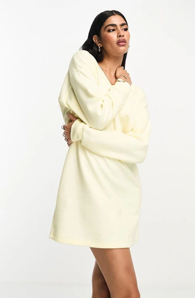 Shop Asos Design V-neck Long Sleeve Sweater Minidress In White