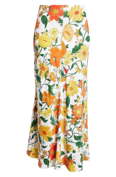 Shop Stella Mccartney Flora Print Midi Skirt In 7504 - Multicolor Orange