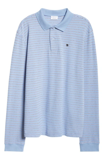 Shop Saks Potts Stripe Cotton Piqué Polo In Blue Stripe