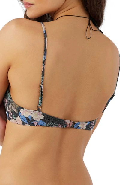 Shop O'neill Matira Tropical Pismo Metallic Bikini Top In Black