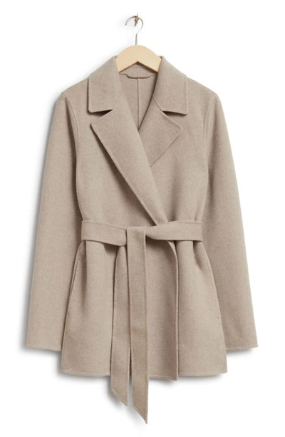 Shop & Other Stories Belted Wool Blend Coat In Mole